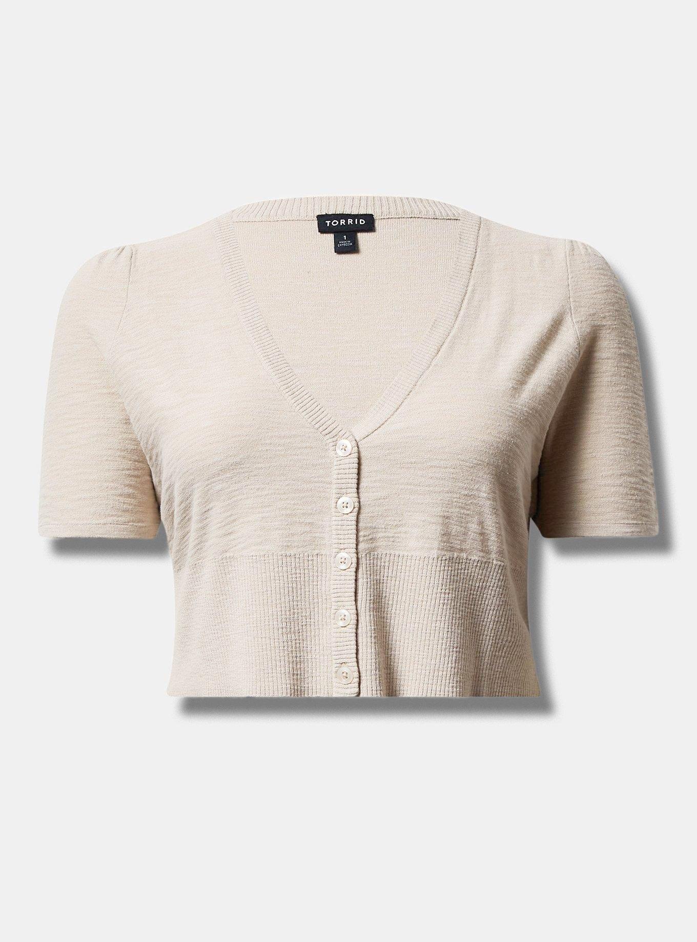 Plus Size Slub Cardigan Elbow Sleeve Shrug Sweater Torrid