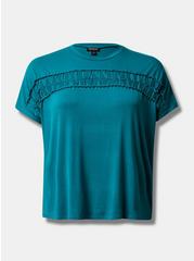 Knit Jersey Crew Neck Front Cutout Jersey Tee, FANFARE, hi-res
