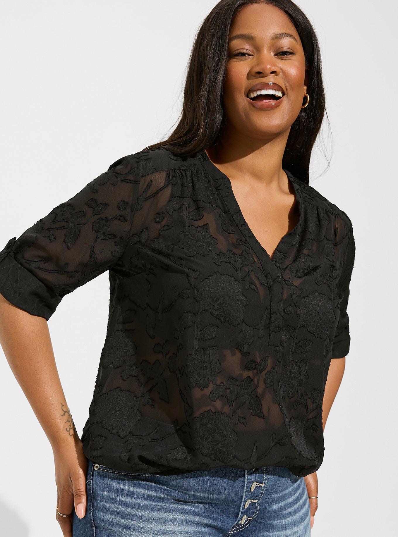 Plus Size - Harper Clip Chiffon Pullover 3/4 Sleeve Blouse - Torrid