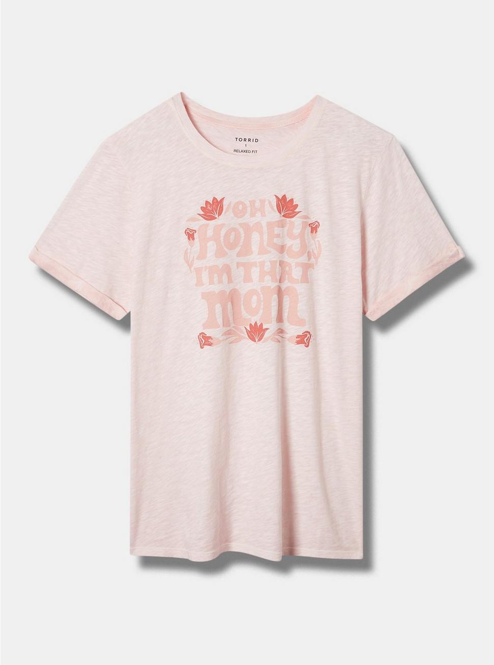 Plus Size Oh Honey Relaxed Fit Heritage Slub Crew Neck Roll Sleeve Tee, LIGHT PINK, hi-res