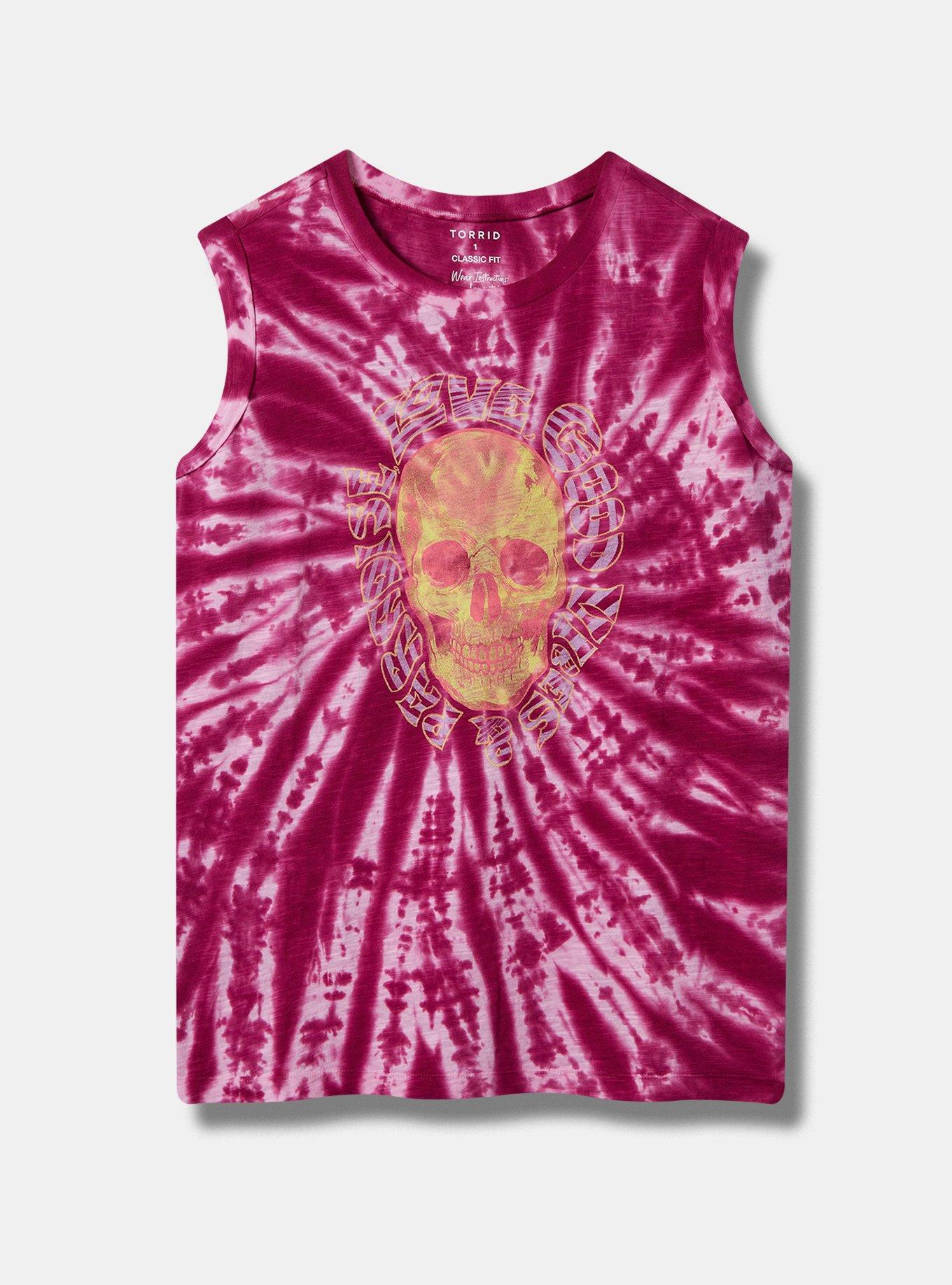 Trippy Skull Classic Fit Heritage Slub Crew Neck Tank, PURPLE TIE DYE, hi-res