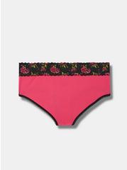 Cotton Mid Rise Cheeky Lace Panty, CABARET BRUSHED ROSES FLORAL, alternate