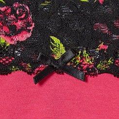 Plus Size Cotton Mid Rise Cheeky Lace Panty, CABARET BRUSHED ROSES FLORAL, swatch