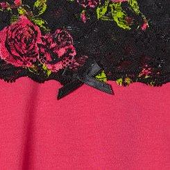 Cotton Mid Rise Boyshort Lace Panty, CABARET BRUSHED ROSES FLORAL, swatch