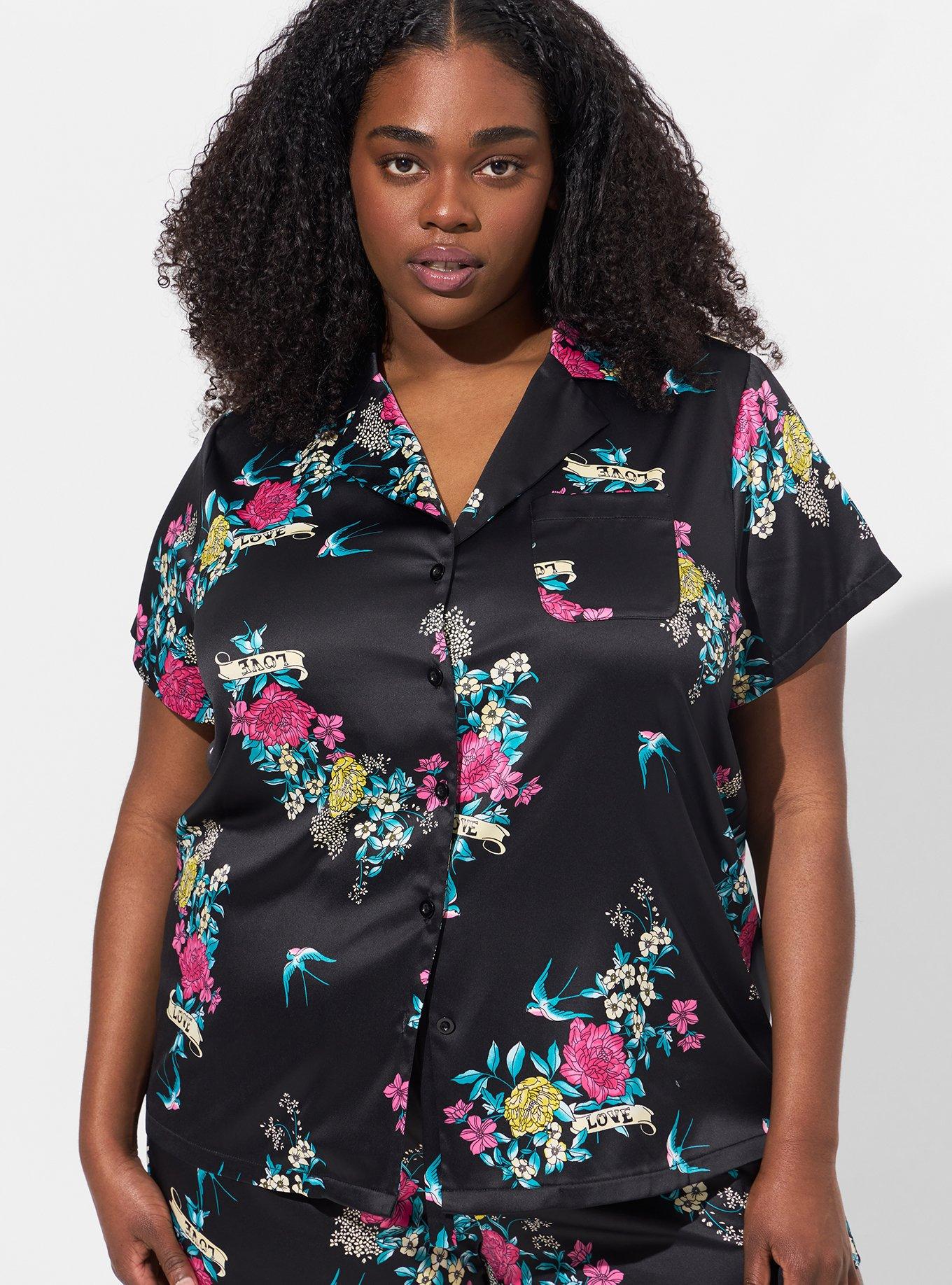 Dream Satin Button Through Short Sleeve Sleep Shirt