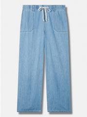 Pull-On Wide Leg Light Weight Jean, LIGHT WASH, hi-res