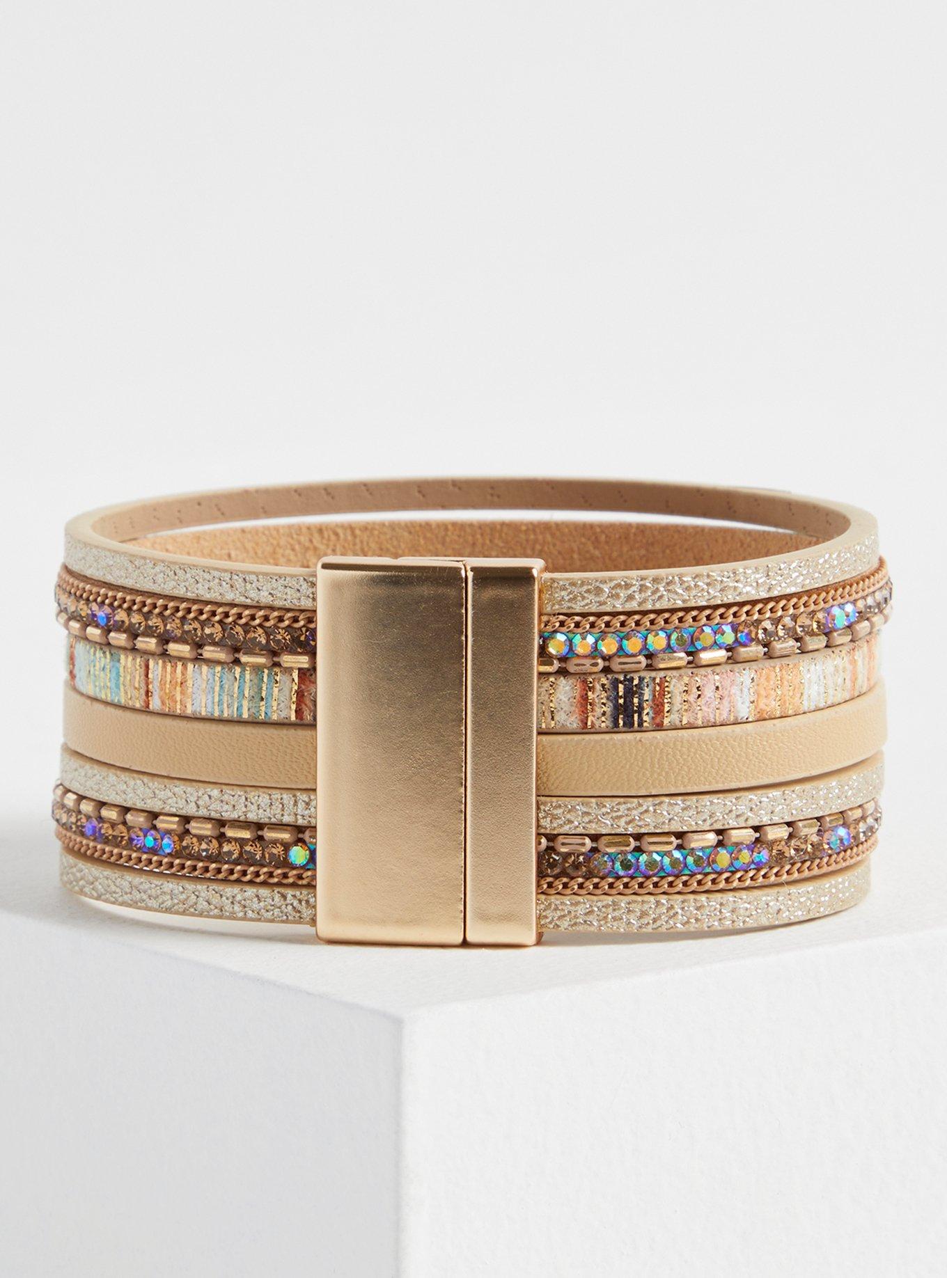 Plus Size Stone And Faux Turquoise Magnetic Bracelet, TURQUOISE, alternate