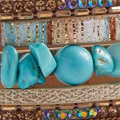 Stone And Faux Turquoise Magnetic Bracelet, TURQUOISE, swatch