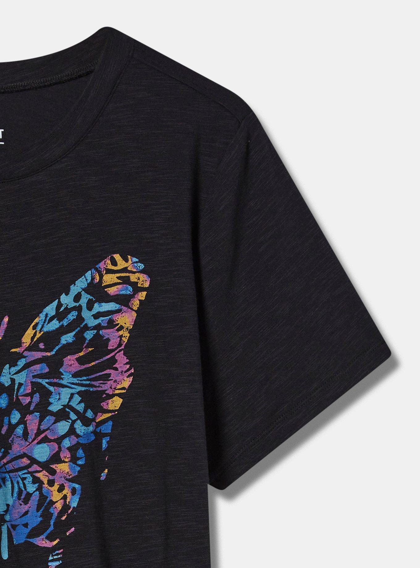 Butterfly Classic Fit Super Soft Slub Crew Neck Baby Tee, DEEP BLACK, alternate