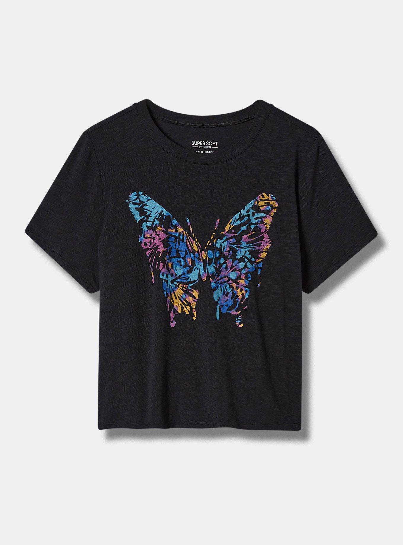 Butterfly Classic Fit Super Soft Slub Crew Neck Baby Tee, DEEP BLACK, hi-res