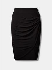 Plus Size Midi Studio Knit Side Knot Skirt, DEEP BLACK, hi-res