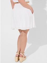 Plus Size Mini Washable Gauze Smocked Waist Beach Skirt, IVORY, alternate