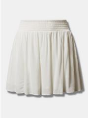 Plus Size Mini Washable Gauze Smocked Waist Beach Skirt, IVORY, hi-res