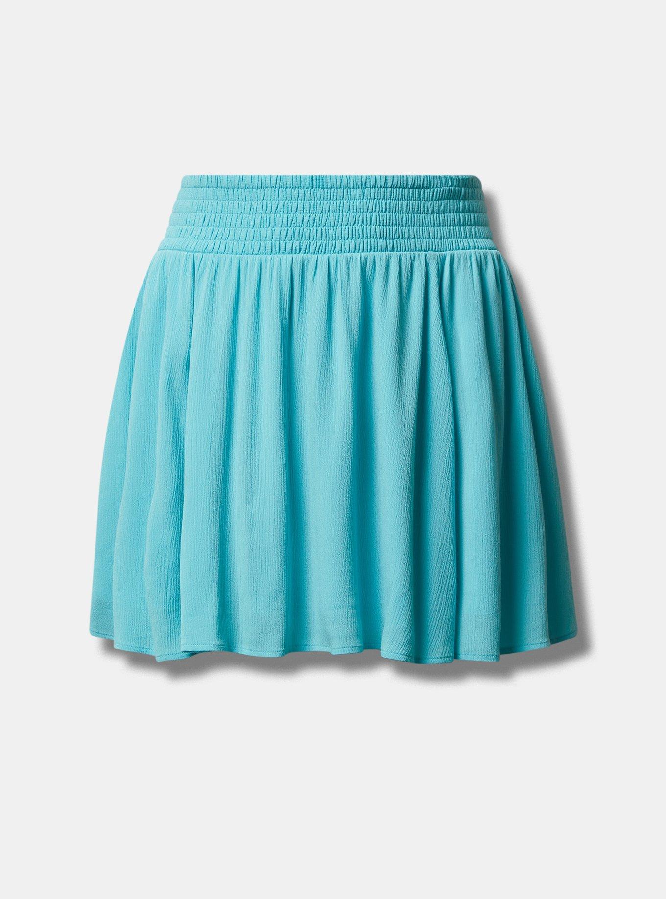 Mini Washable Gauze Smocked Waist Beach Skirt, BLUE RADIANCE, hi-res
