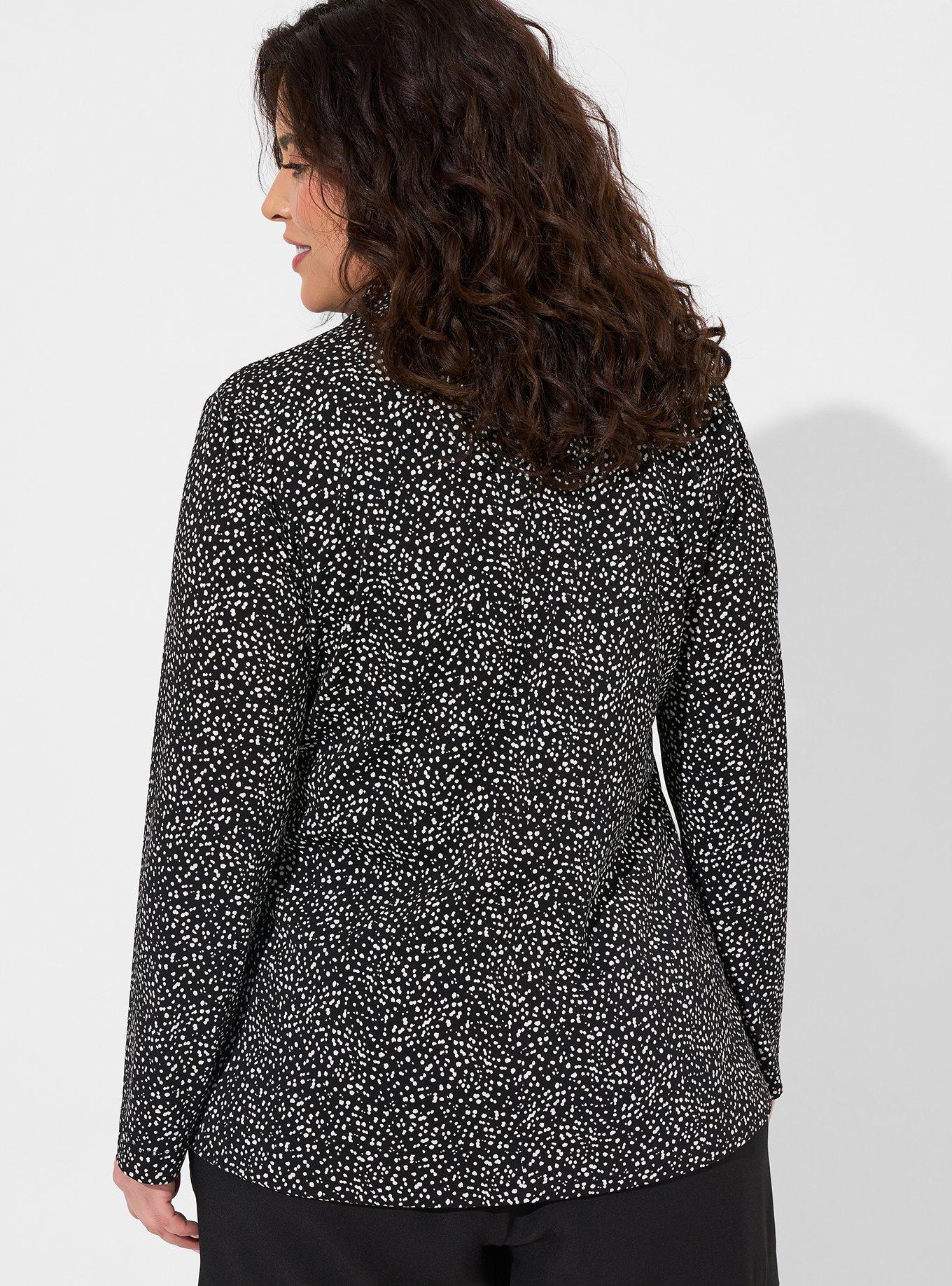 Pebble Crepe Drape Front Open Blazer, BLACK WHITE DOT, alternate