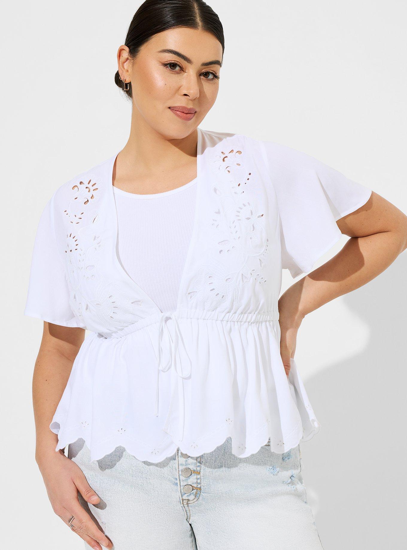 Dusty Rose Eyelet Top With Flutter Sleeve