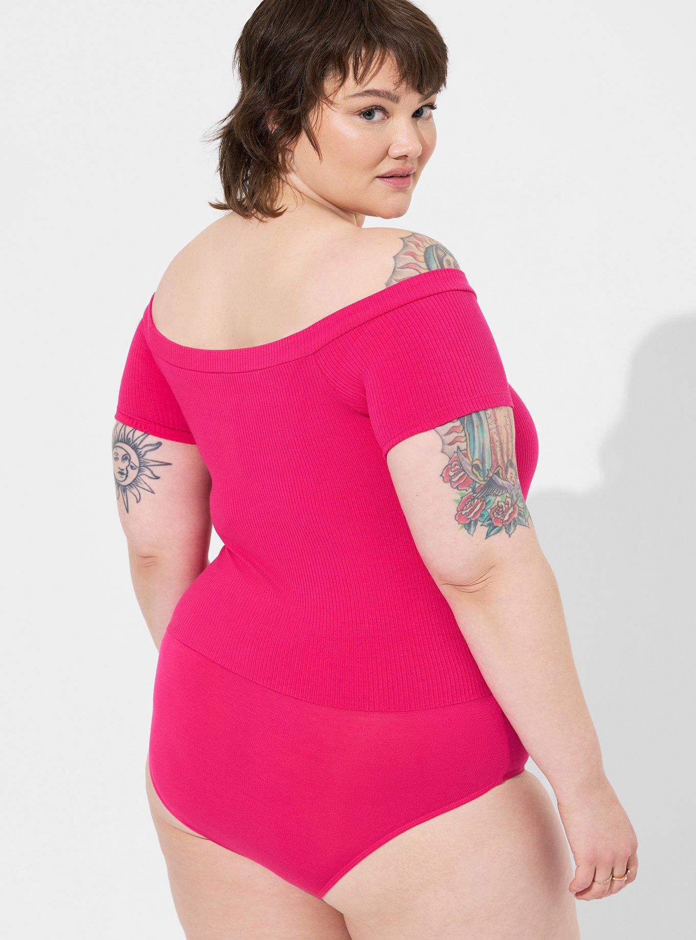 Plus size off store the shoulder bodysuit