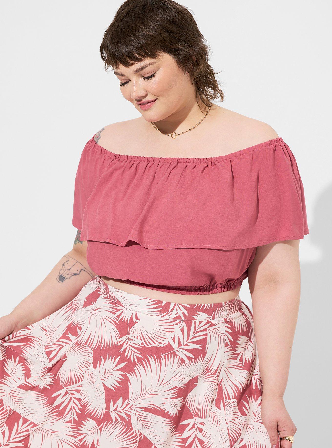 Midi Challis Off Shoulder Hi-Low Skirt Set