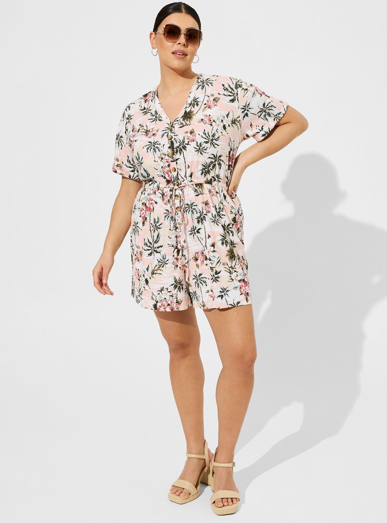 Rayon Slub Button Front Romper