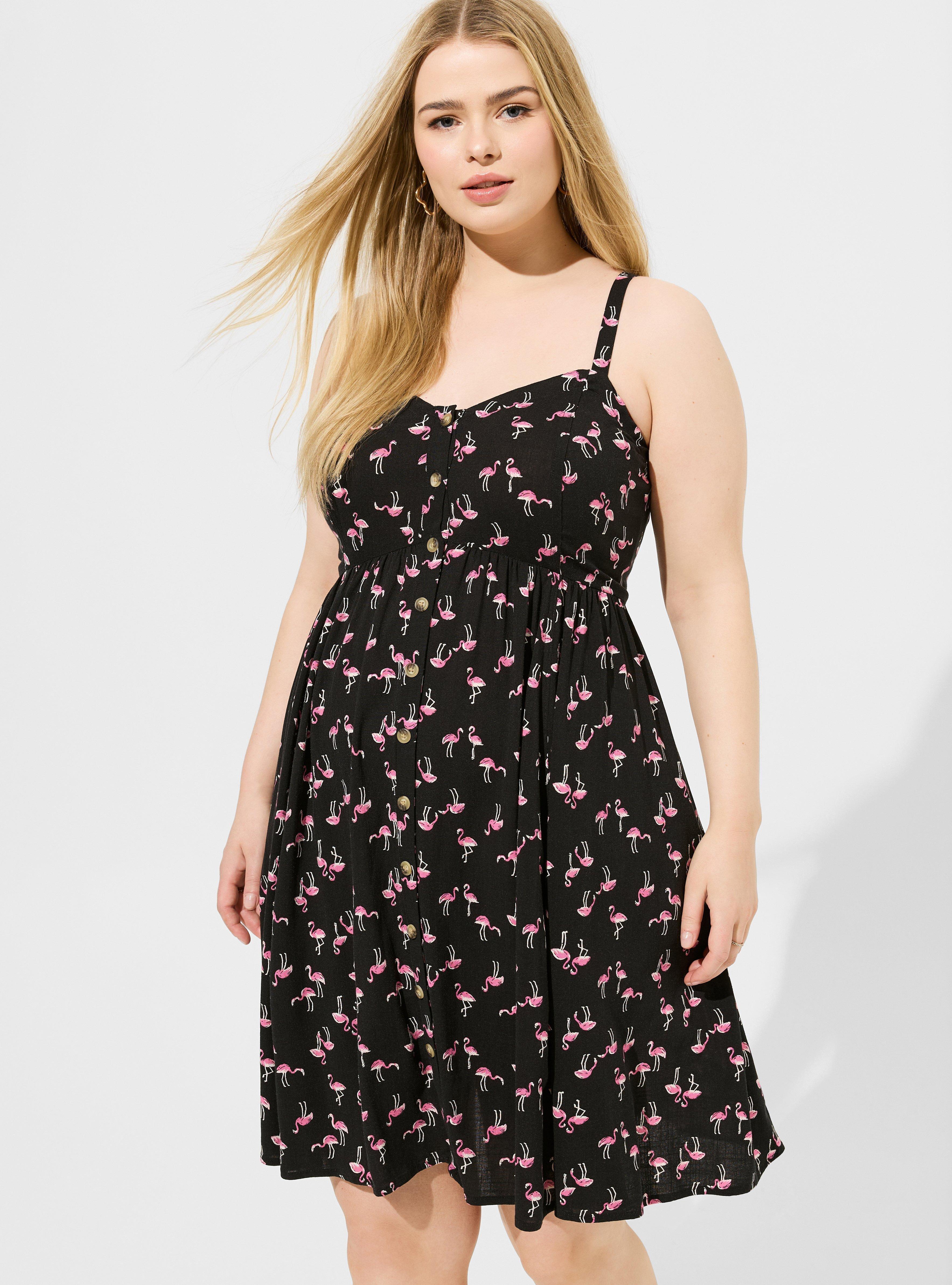 Plus Size - Mini Rayon Slub Fit Lace-Up Back Fit n' Flare Dress - Torrid