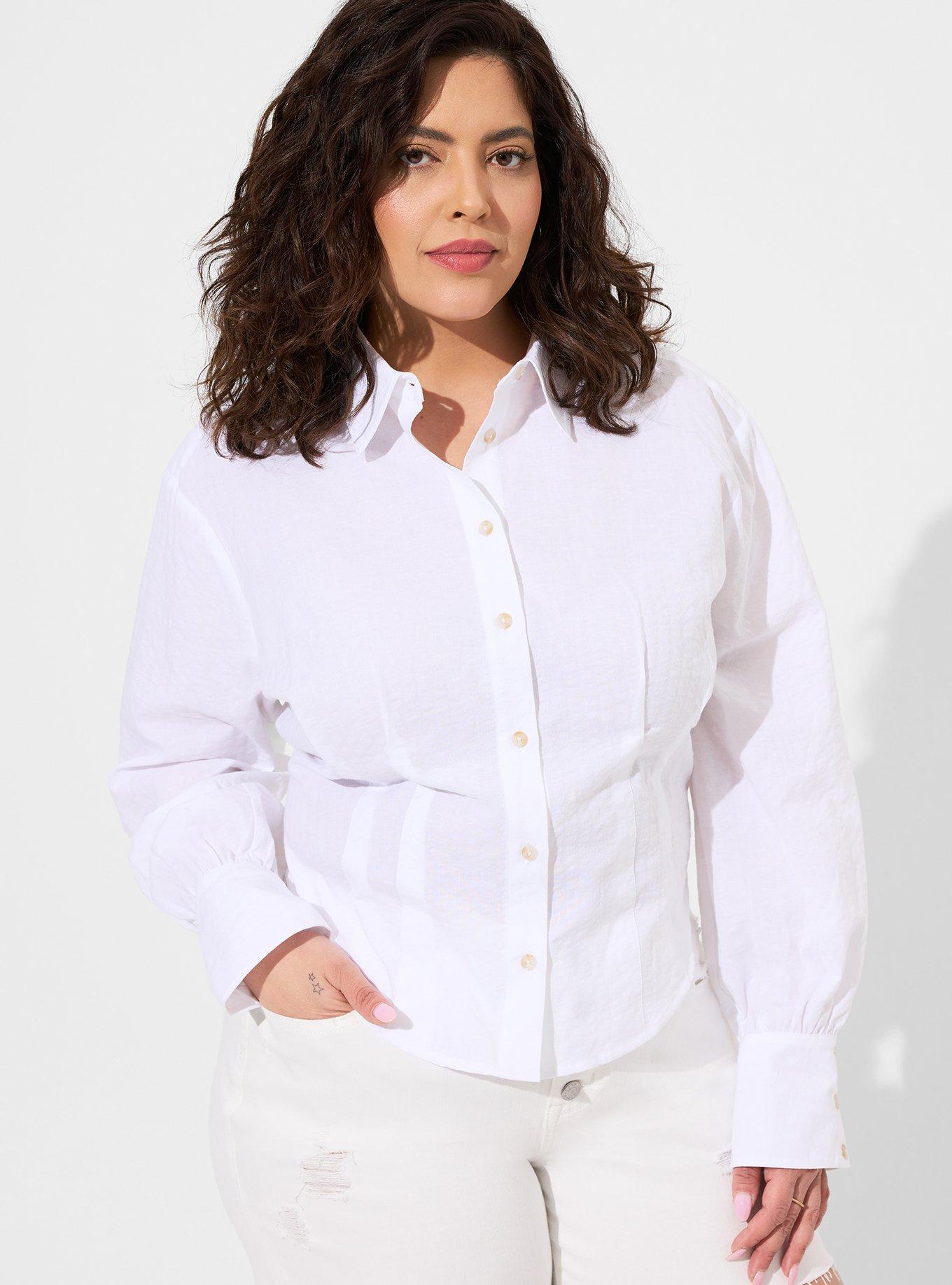 Plus Size - Cotton Crop Button Up Shirt - Torrid