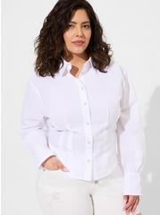 Cotton Crop Button Up Shirt, BRIGHT WHITE, hi-res