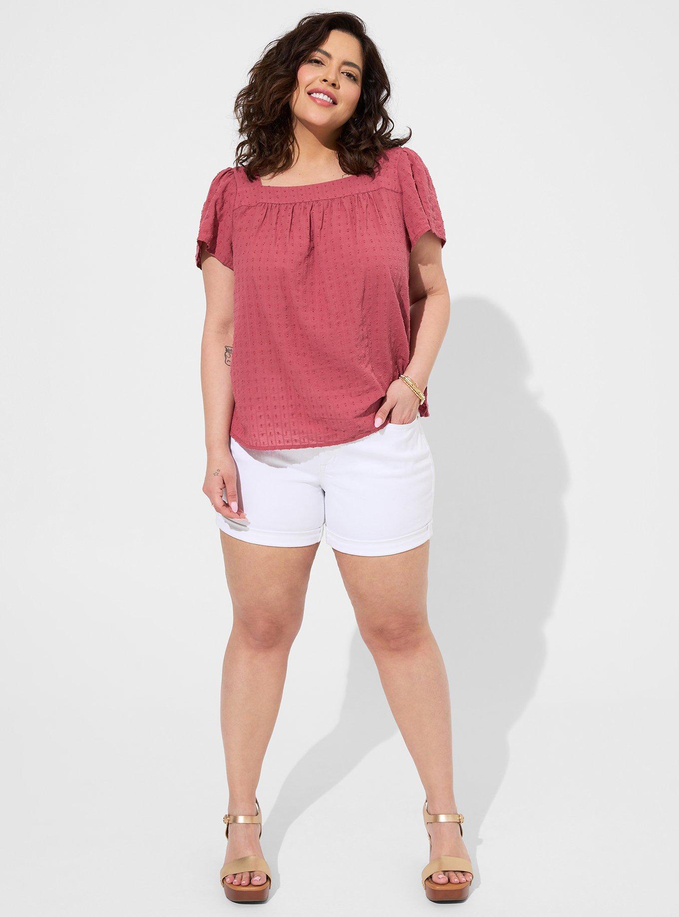 Clip Jacquard Square Neck Flutter Sleeve Top, MAUVEWOOD, alternate