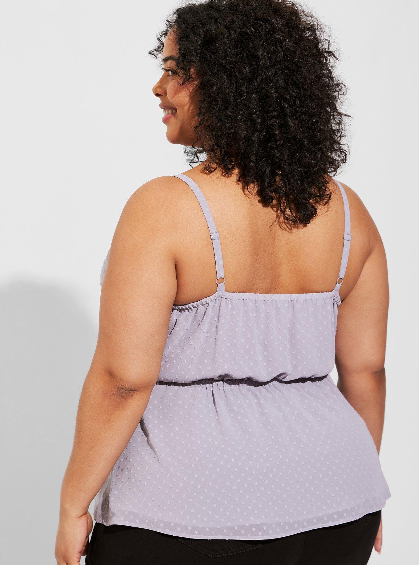 Plus Size - Chiffon Clip Dot Ruffle Tie Waist Tank - Torrid