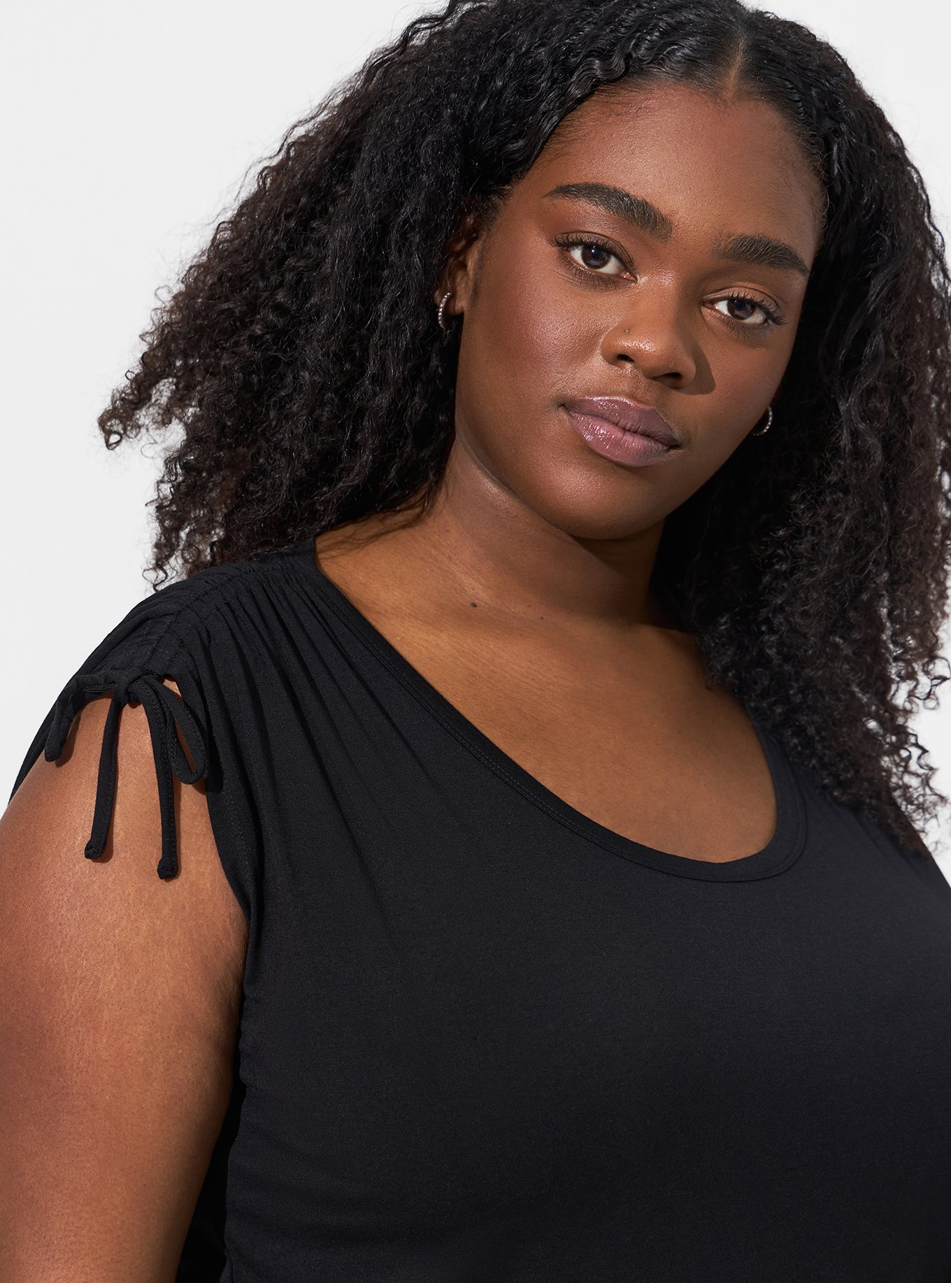 Plus Size - Super Soft Scoop Neck Drawstring Shoulder Tank - Torrid
