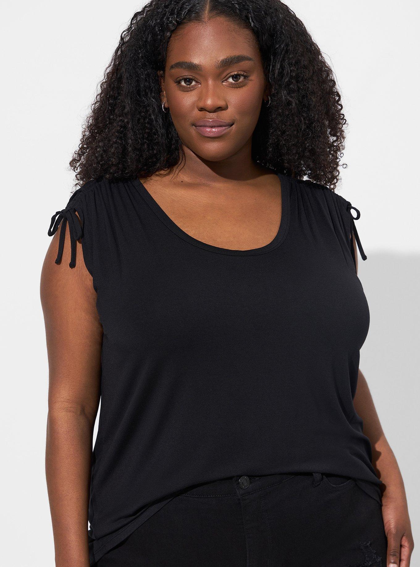 Plus Size - Super Soft Scoop Neck Drawstring Shoulder Tank - Torrid