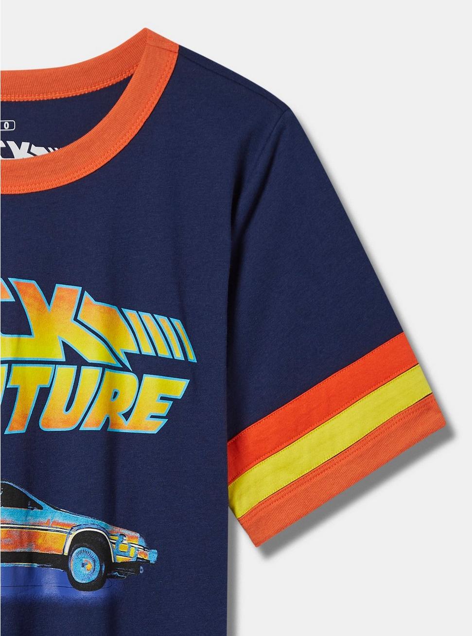 Back To The Future Classic Fit Cotton Ringer Tee, NAVY, alternate