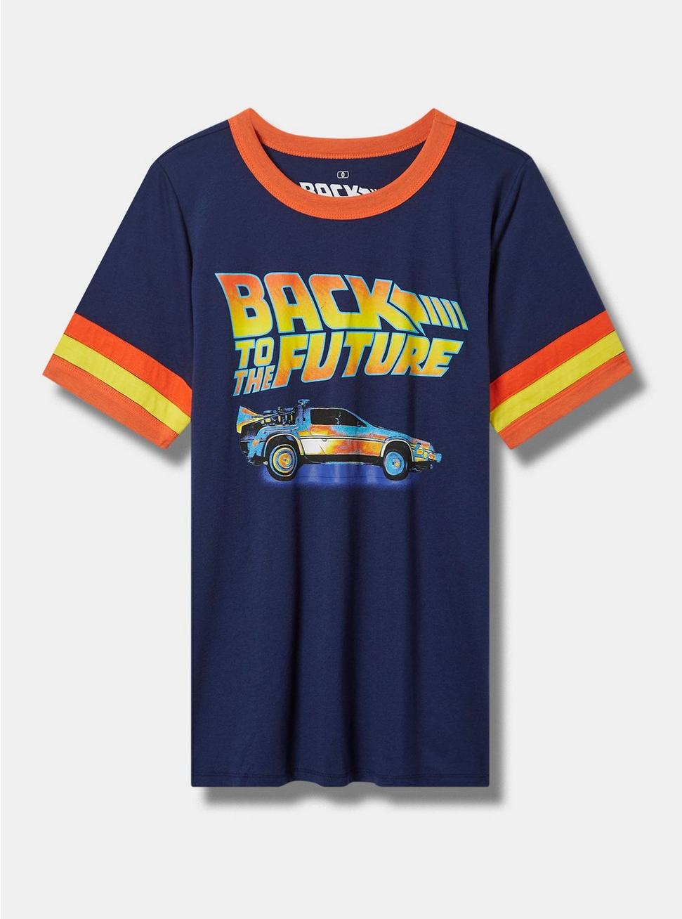 Back To The Future Classic Fit Cotton Ringer Tee, NAVY, hi-res