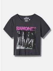 Ramones Classic Fit Cotton Crop Ringer Tee, VINTAGE BLACK, hi-res