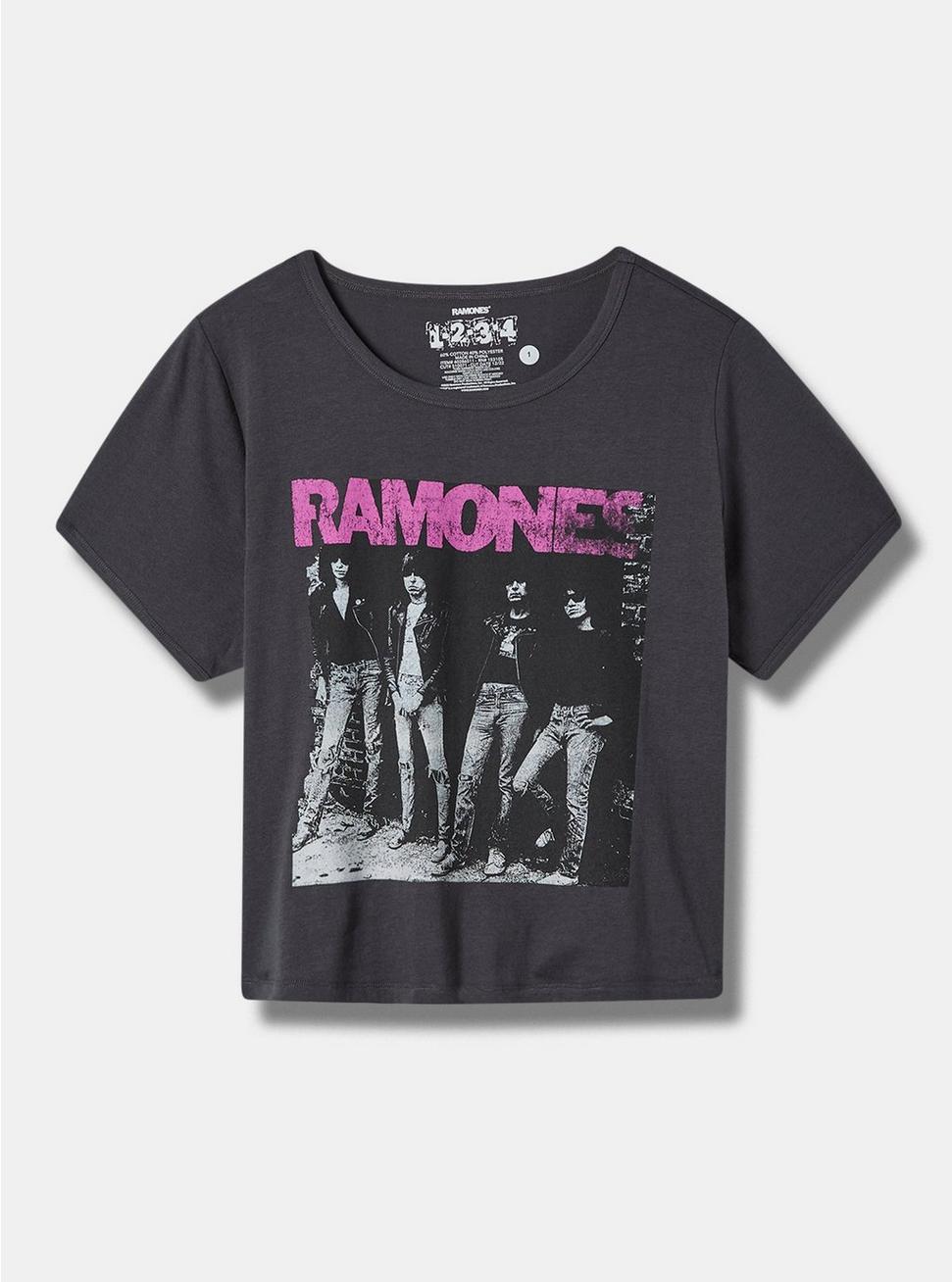 Ramones Classic Fit Cotton Crop Ringer Tee, VINTAGE BLACK, hi-res