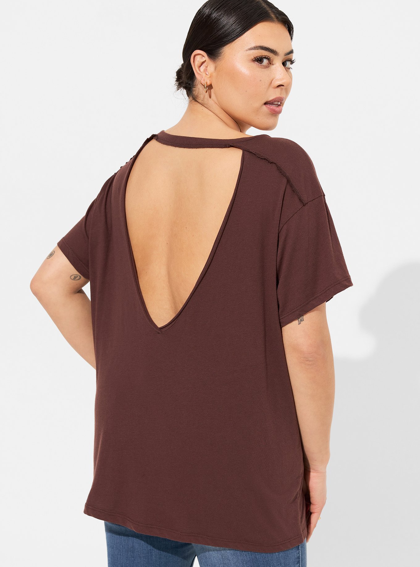Plus Size - Def Leppard Relax Fit Cotton Distressed Open Back Tee - Torrid