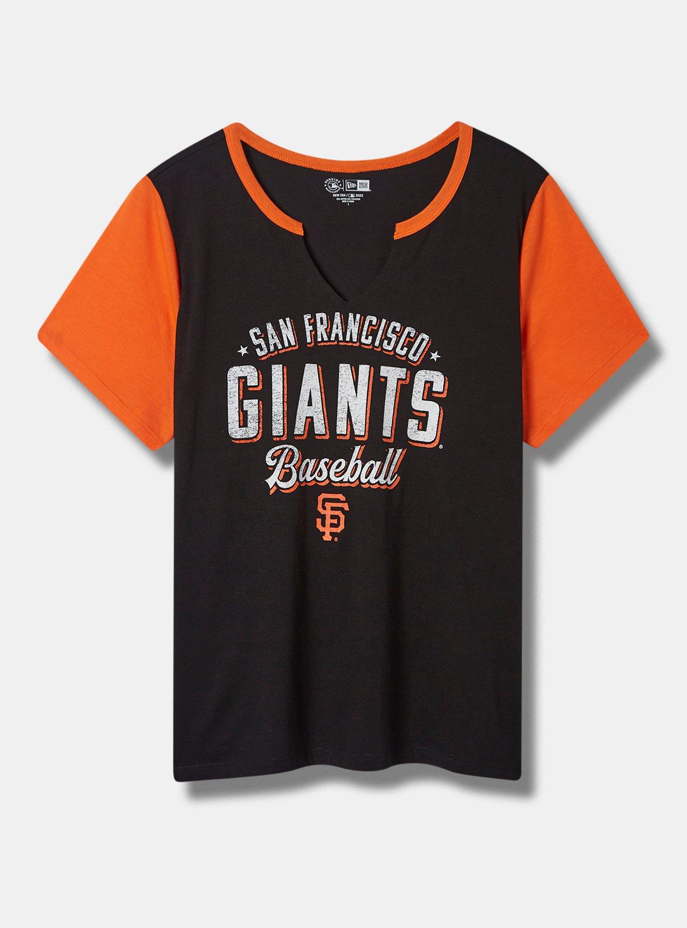 Women's Touch Black/Orange San Francisco Giants Lead Off Notch Neck T-Shirt