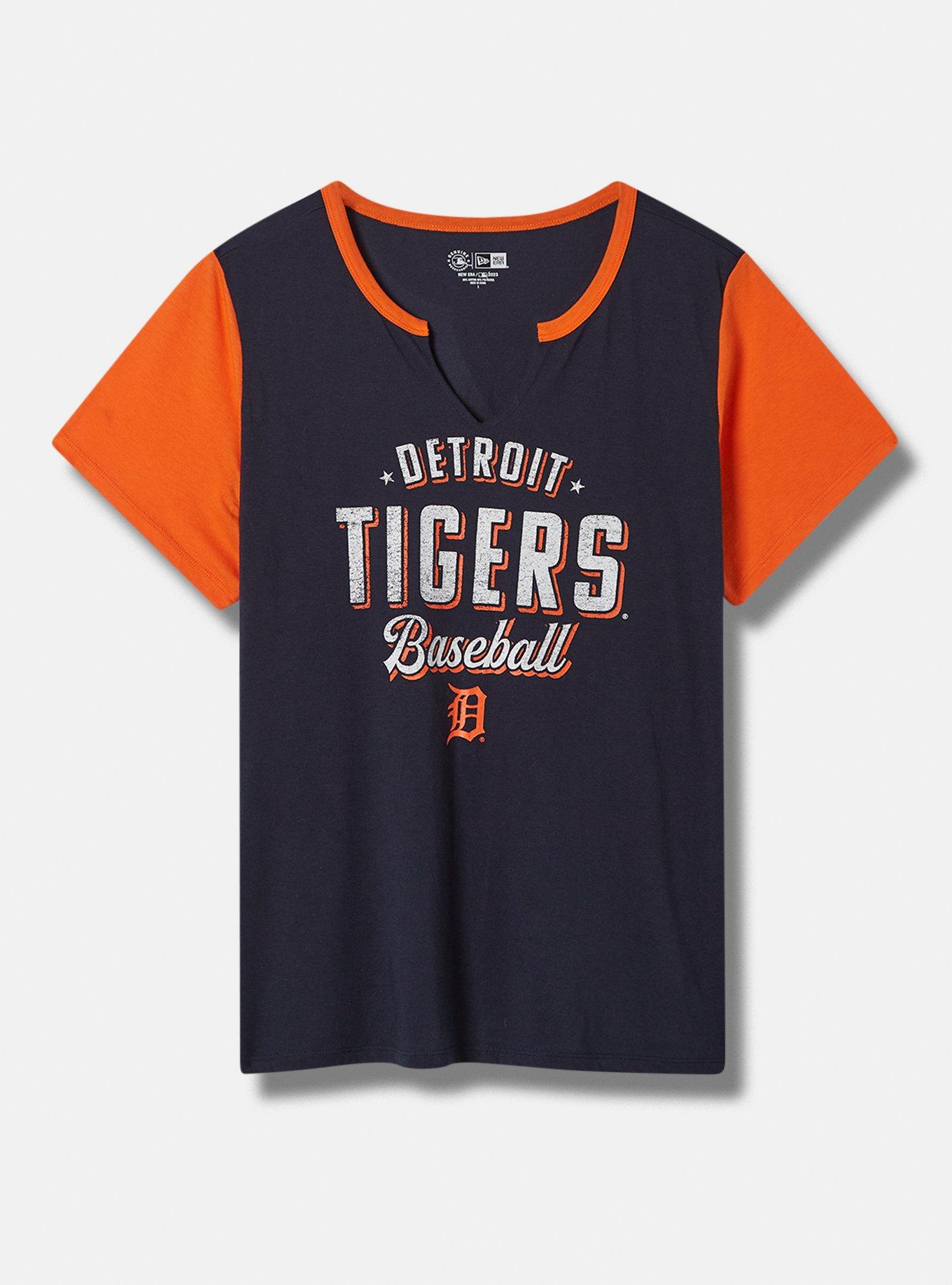 Detroit Tigers Baseball Jersey Mens MLB Button-Front Shirt L Large Black  Orange