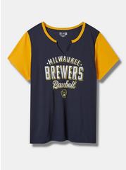 MLB Milwaukee Brewers Classic Fit Cotton Notch Tee, NAVY, hi-res
