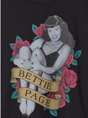 Bettie Page Relaxed Fit Ringer Crop Tee, DEEP BLACK, alternate