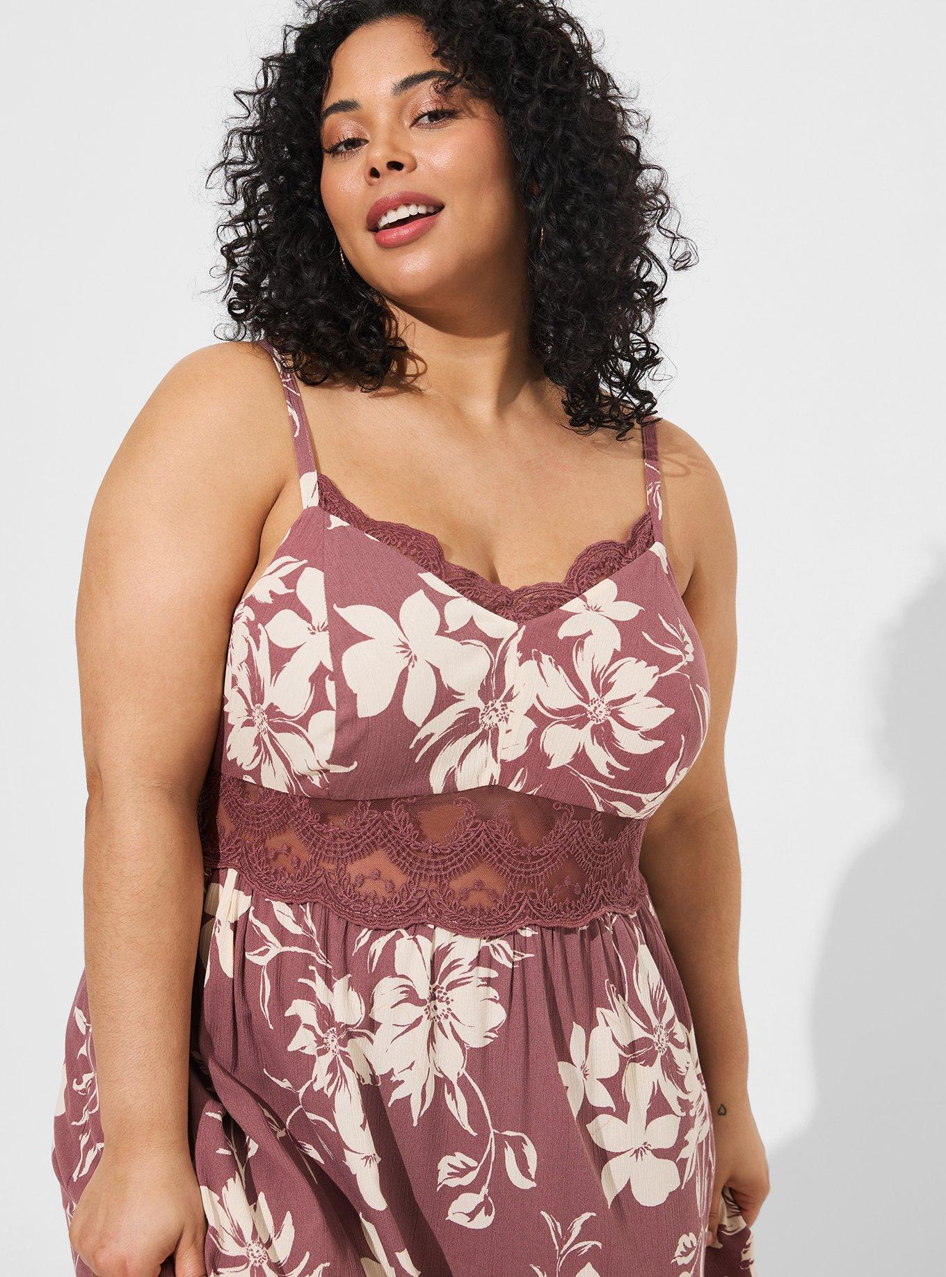 Plus Size - Maxi Washable Gauze Lace Inset Dress - Torrid