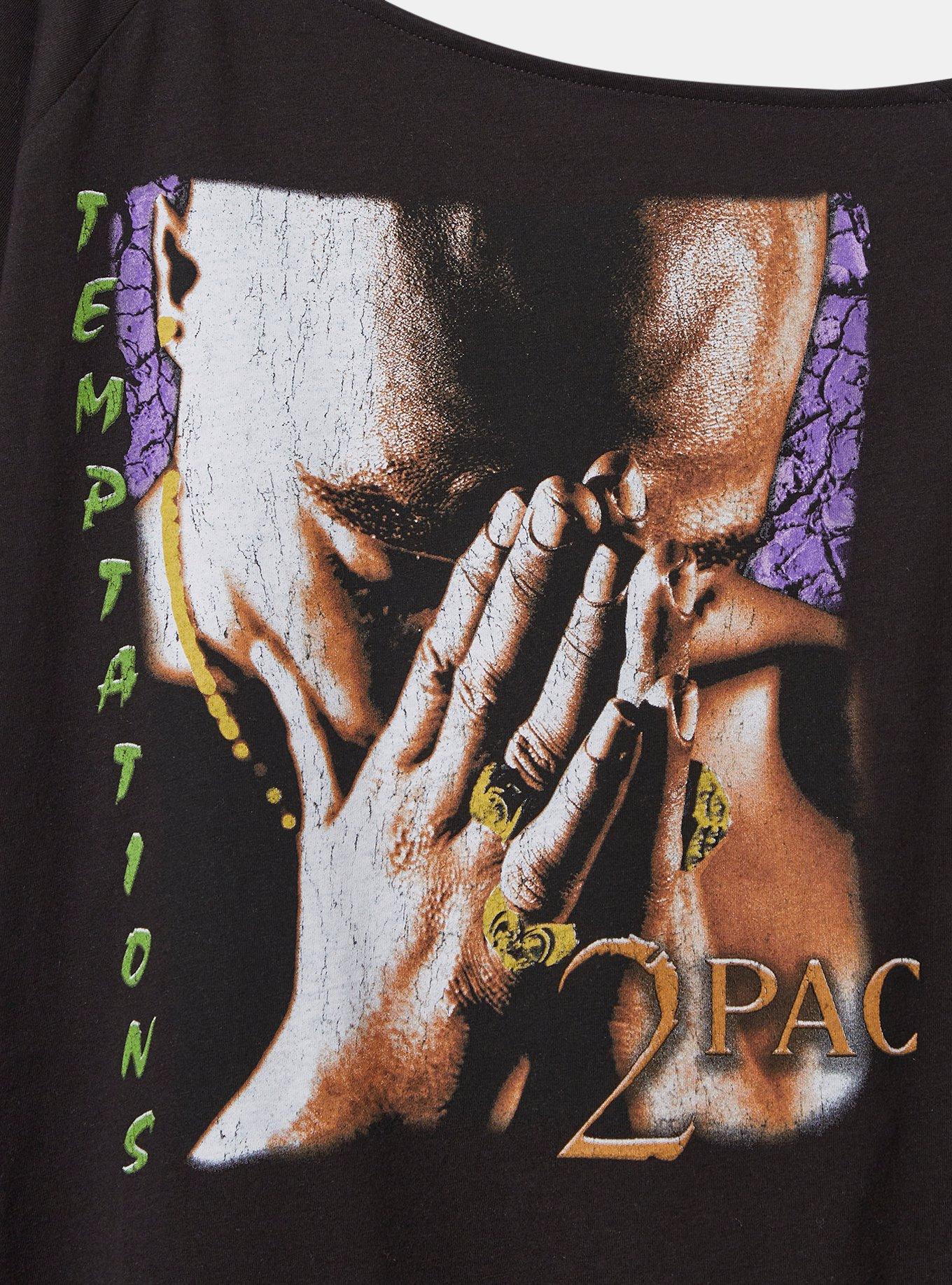 Plus Size Tupac Classic Fit Cotton Off Shoulder Tee, DEEP BLACK, alternate