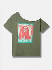 Bob Marley Classic Fit Cotton Off Shoulder Tee, GREEN, hi-res