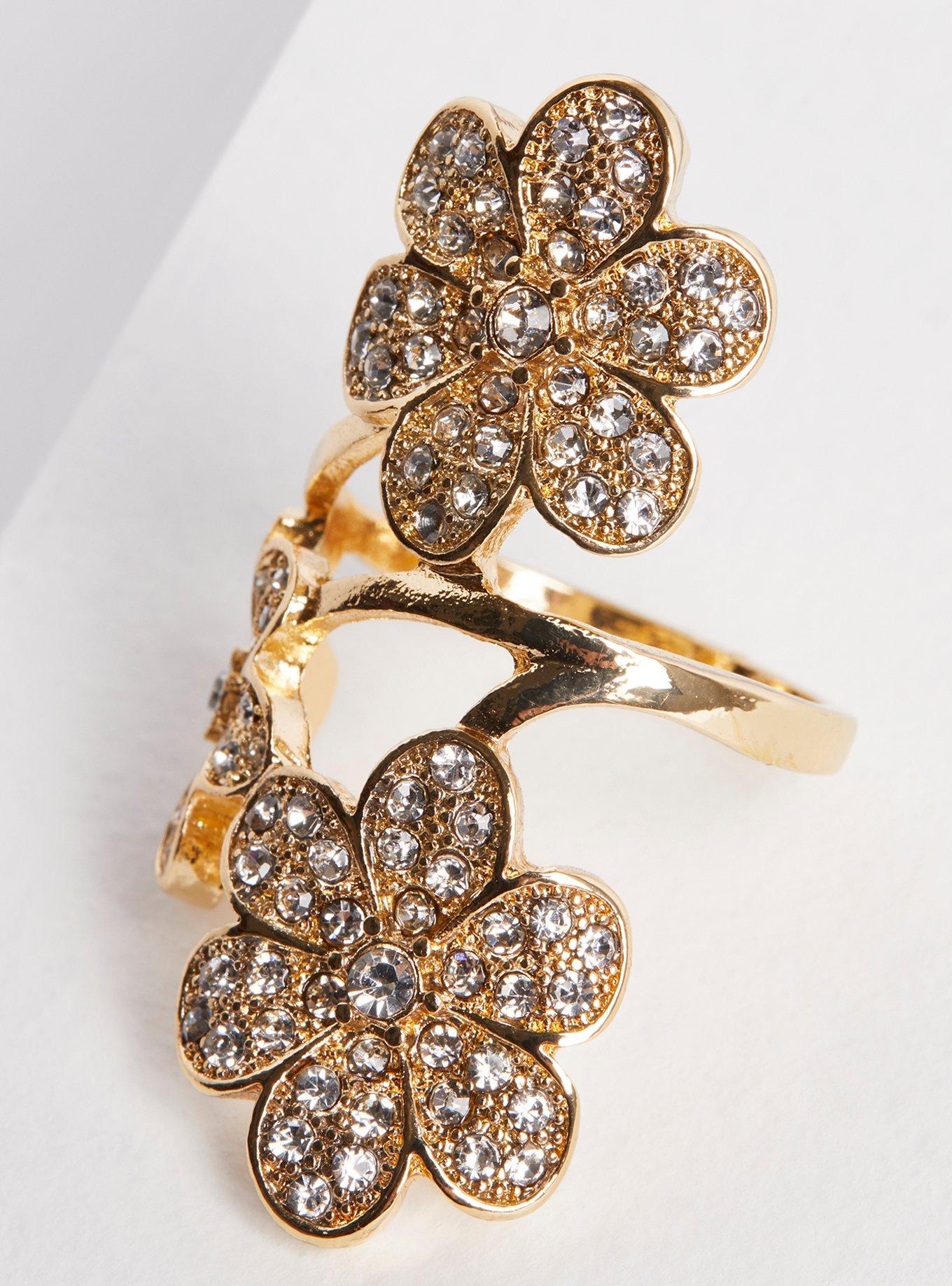 Plus Size Pave Floral Spiral Statement Ring Torrid