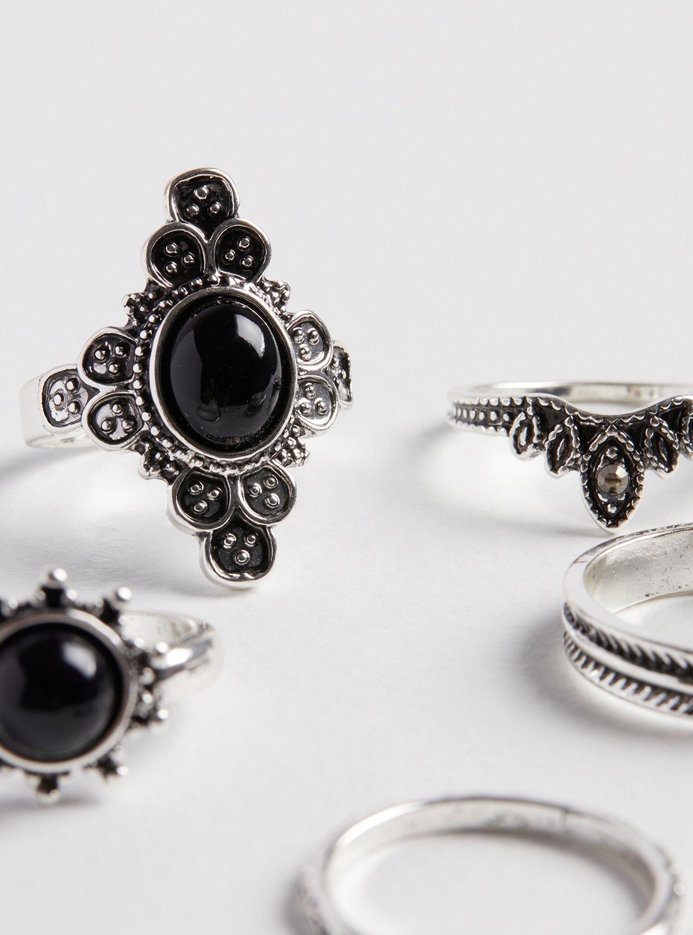 Plus Size - Antiqued Stone Ring Set - Torrid