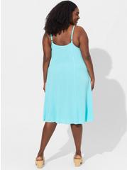 Midi Rayon Slub V Neck Cami Beach Dress, BLUE RADIANCE, alternate