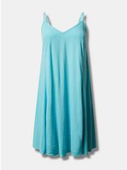 Midi Rayon Slub V Neck Cami Beach Dress, BLUE RADIANCE, hi-res