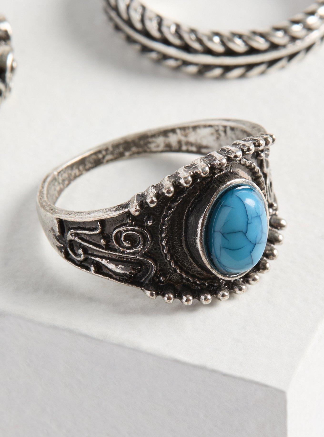 Antiqued Stone Boho Ring Set