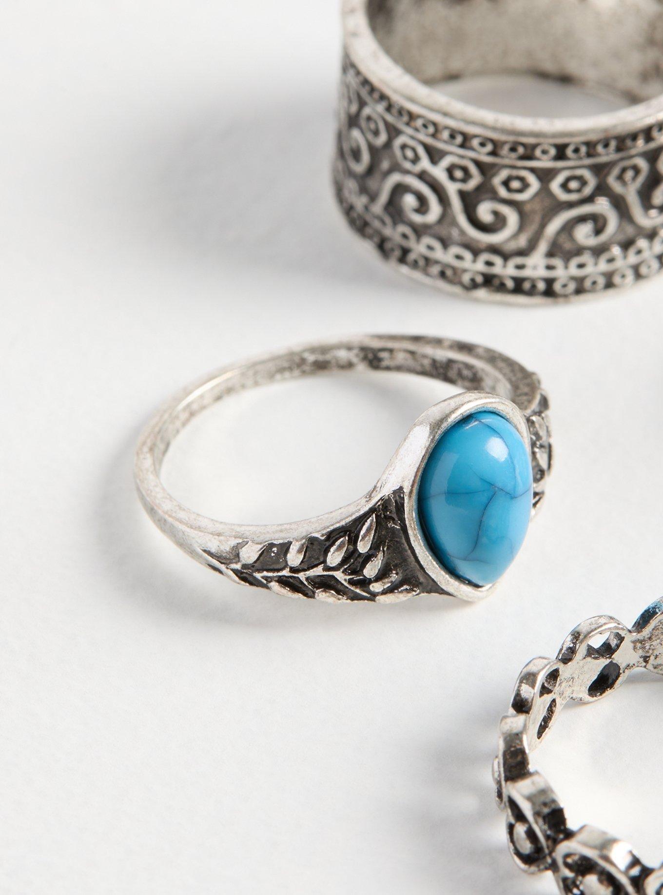 Antiqued Stone Boho Ring Set