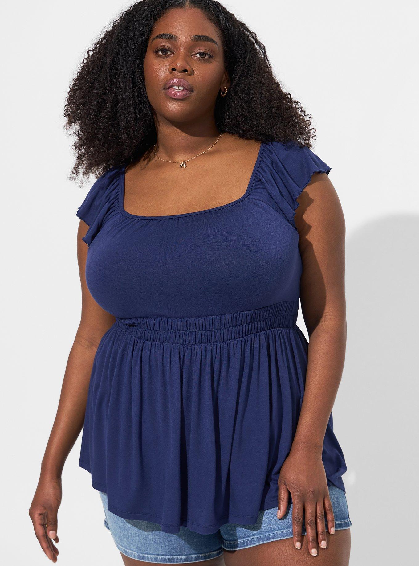 Plus Size - Super Soft Square Neck Cinched Waist Babydoll Tank - Torrid