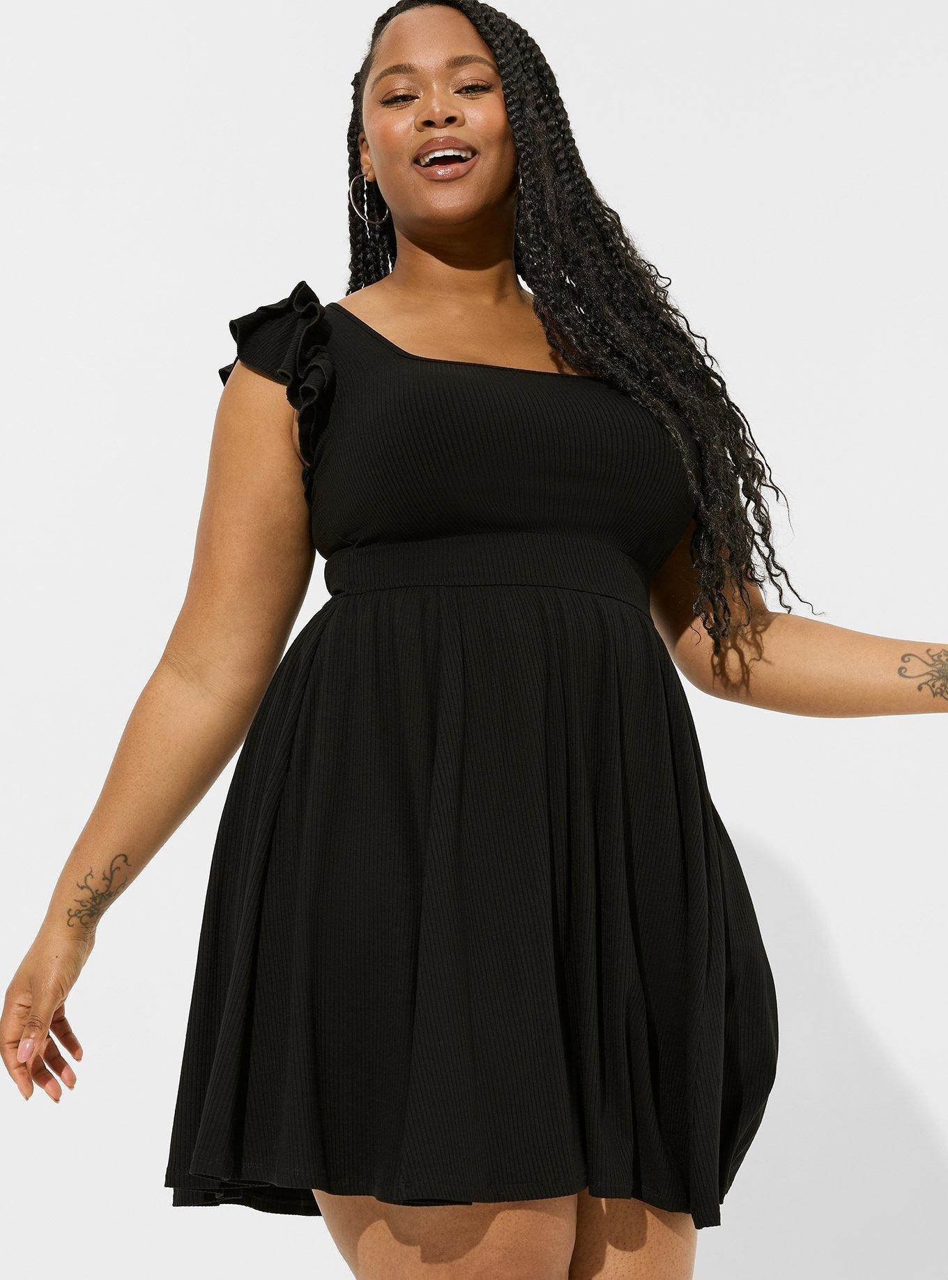 Plus Size Mini Knit Ruffle Skater Dress Torrid